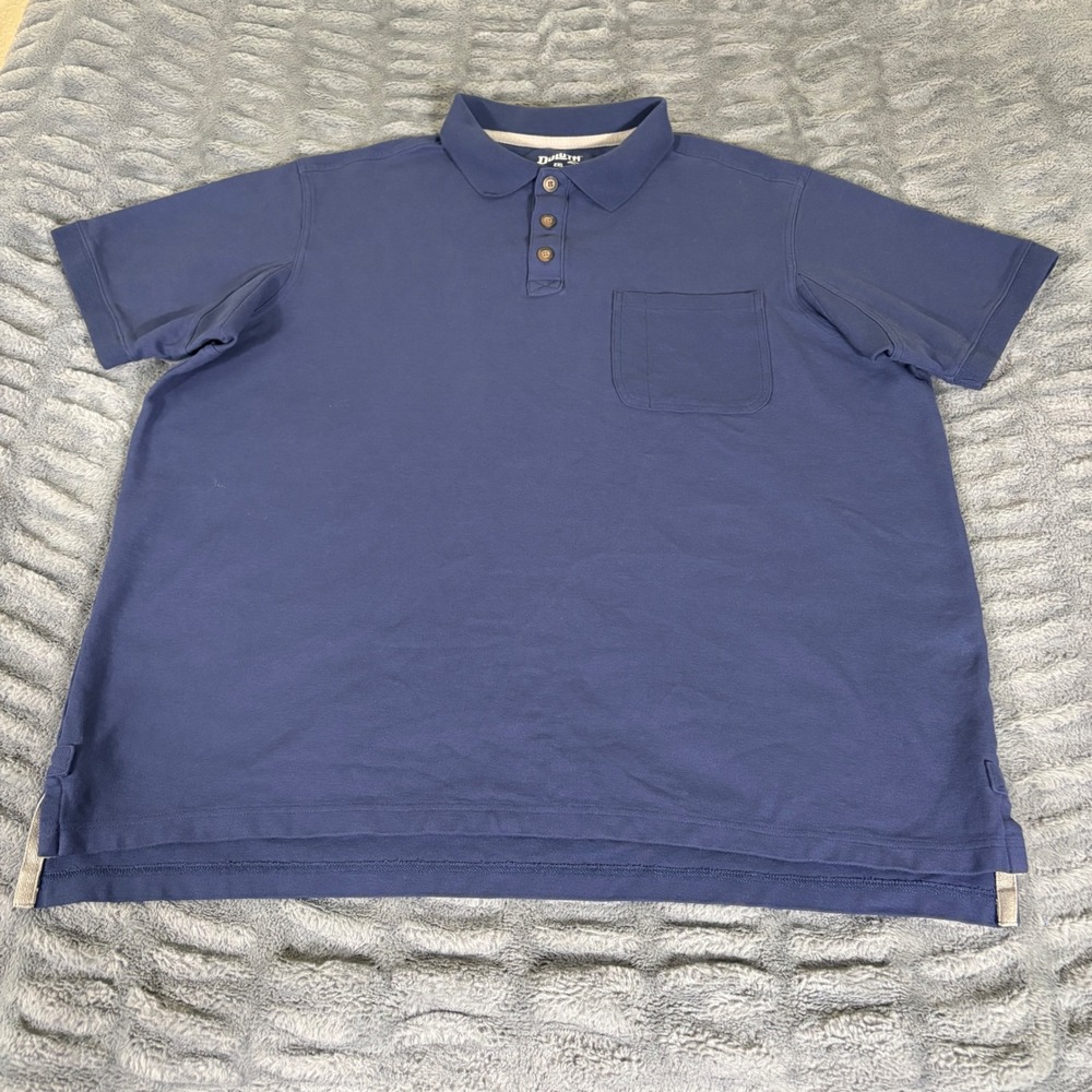 Duluth Trading Co Mens 2XL Relaxed Fit Navy Blue 100% Cotton Pocket Polo Shirt